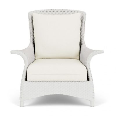 Mandalay Wicker Club Chair in Matte White/Sailcloth Salt By Lloyd Flanders