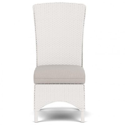 Mandalay Wicker Dining Side Chair in White/Remy Cloud By Lloyd Flanders