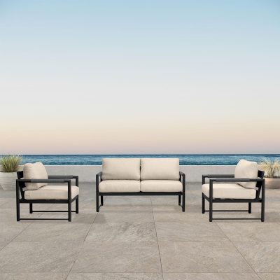 Lakeview Avenue Bay Black/Carbon 3 Pc Loveseat Set – Canvas Flax