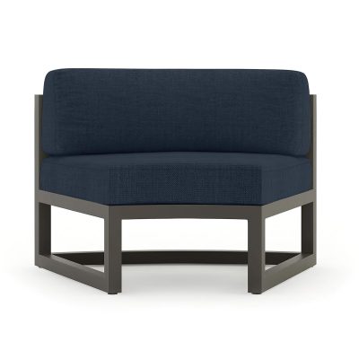 Misty Cove Aluminum Curve Seat 2 Piece in Slate W/ Spectrum Indigo Cushions By Lakeview