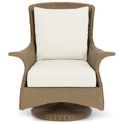 Mandalay Wicker Swivel Rockers Club Chair in Fawn/Sailcloth Salt By Lloyd Flanders