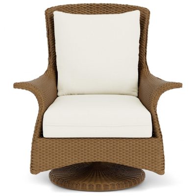 Mandalay Wicker Swivel Rockers Club Chair in Hickory/Sailcloth Salt By Lloyd Flanders