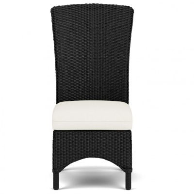 Mandalay Wicker Dining Side Chair in Ebony/Sailcloth Salt By Lloyd Flanders