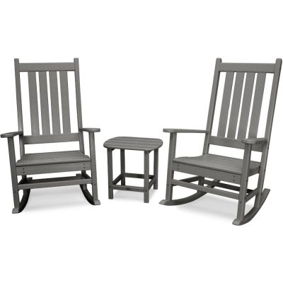 POLYWOOD Vineyard 3-Piece Rocking Set in Slate Grey