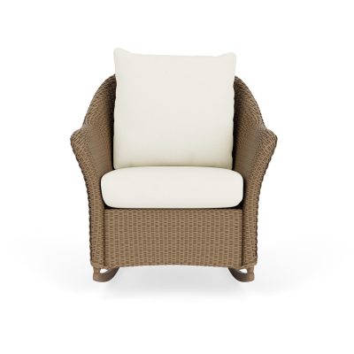 Weekend Retreat Wicker Rocking Chair in Fawn/Sailcloth Salt By Lloyd Flanders