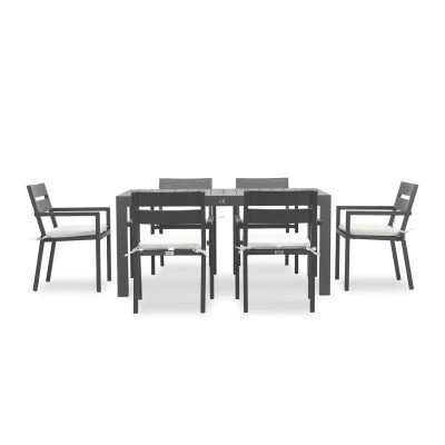 Calm Bay Classic 7 Pc Rectangular Dining Set in Slate/Canvas Natural by Lakeview