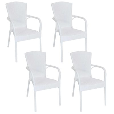 Ultimate Patio Stackable Outdoor Patio Dining Chair – Set of 4 – White