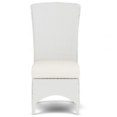 Mandalay Wicker Dining Side Chair in Matte White/Sailcloth Salt By Lloyd Flanders