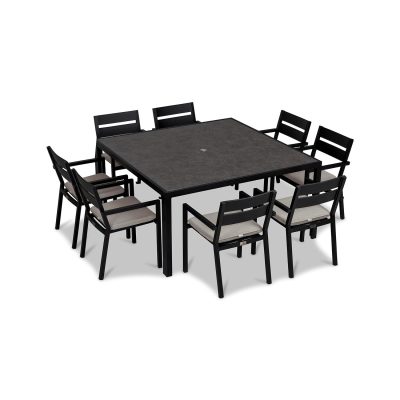 Calm Bay 9 Pc Square Dining Set in Black/Cast Silver by Lakeview