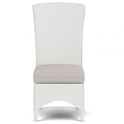 Mandalay Wicker Dining Side Chair in Matte White/Remy Cloud By Lloyd Flanders