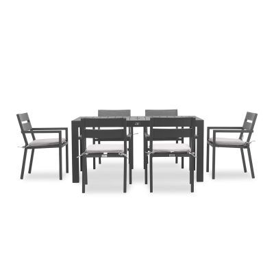 Calm Bay Classic 7 Pc Rectangular Dining Set in Slate/Cast Silver by Lakeview