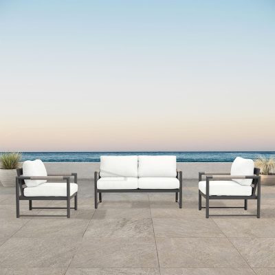 Lakeview Avenue Bay Slate/Pebble Gray 3 Pc Loveseat Set – Canvas Natural