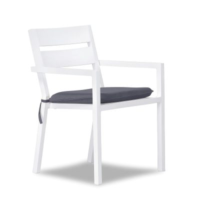 Calm Bay Dining Arm Chair in White/Canvas Charcoal by Lakeview