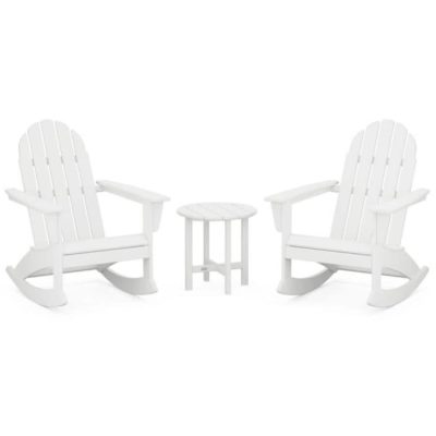 POLYWOOD Vineyard 3-Piece Adirondack Rocking Chair Set in White