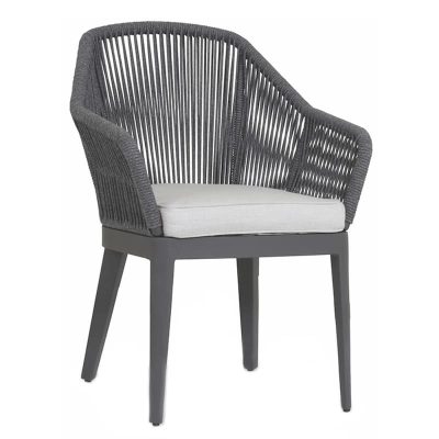 Sunset West Milano Olefin Rope & Aluminum Patio Dining Chair W/ Sunbrella Echo Ash Cushions