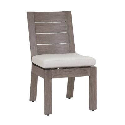 Laguna Aluminum Patio Dining Side Chair W/ Sunbrella Canvas Flax Cushion By Sunset West