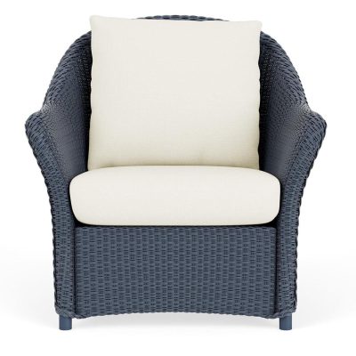 Weekend Retreat Wicker Club Chair in Denim Blue/Sailcloth Salt By Lloyd Flanders