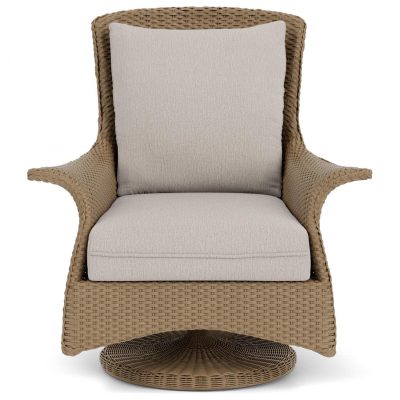 Mandalay Wicker Swivel Rockers Club Chair in Fawn/Remy Cloud By Lloyd Flanders