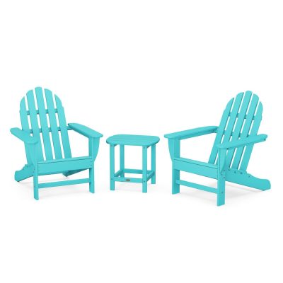 POLYWOOD Classic Adirondack 3-Piece Set W/ South Beach 18-Inch Side Table – Aruba