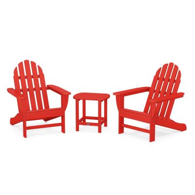 POLYWOOD Classic Adirondack 3-Piece Set W/ South Beach 18-Inch Side Table – Sunset Red