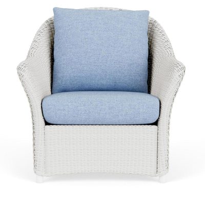 Weekend Retreat Wicker Club Chair in Matte White/Demo Skyway By Lloyd Flanders