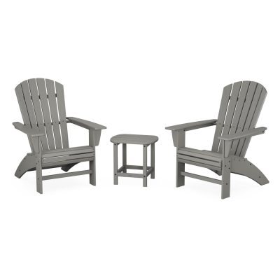 POLYWOOD Nautical 3-Piece Curveback Adirondack Set – Slate Grey