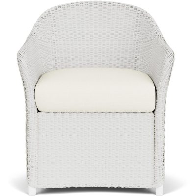 Weekend Retreat Wicker Dining Arm Chair in Matte White/Sailcloth Salt By Lloyd Flanders