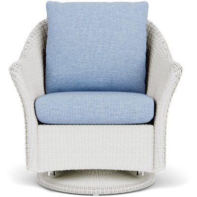 Weekend Retreat Wicker Club Chair w/ Swivel Gliders in Matte White/Demo Skyway By Lloyd Flanders