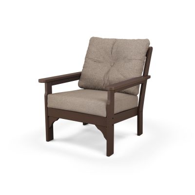 POLYWOOD Vineyard Deep Seating Chair – Mahogany / Spiced Burlap