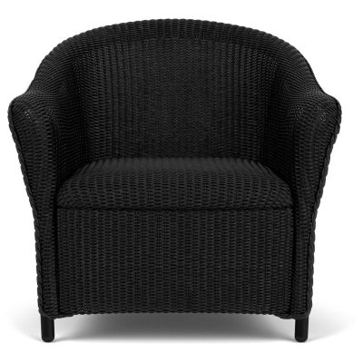 Reflections Wicker Club Chair w/ Padded Seat in Ebony By Lloyd Flanders