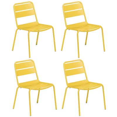 Kapri 4 Pc Aluminum Dining Side Chair in Saffron By Oxford Garden