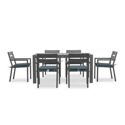 Calm Bay Classic 7 Pc Rectangular Dining Set in Slate/Cast Lagoon by Lakeview