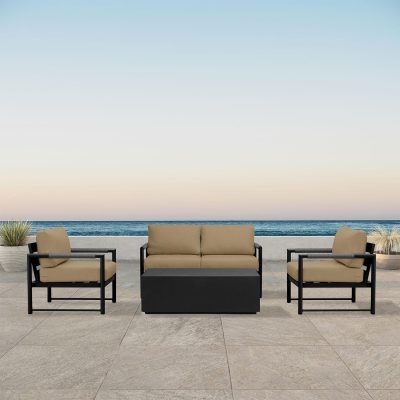 Lakeview Avenue Bay Black/Carbon 5 Pc Loveseat Set – Heather Beige