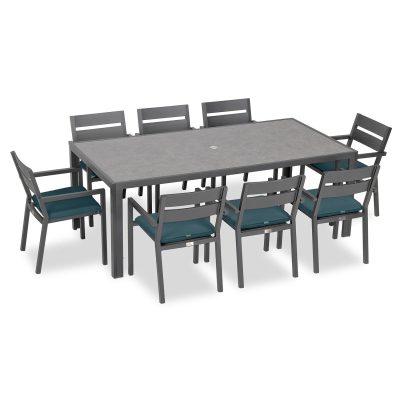 Calm Bay 9 Pc Rectangular Dining Set in Slate/Cast Lagoon by Lakeview