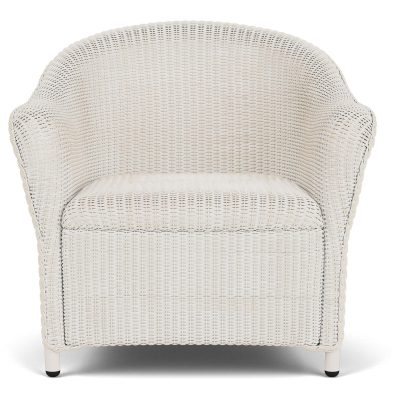 Reflections Wicker Club Chair w/ Padded Seat in Antique White By Lloyd Flanders