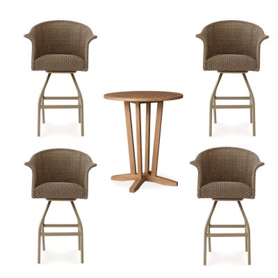 Timeless View 5 Pc Wicker Bar Set W/Bar Stools in Fawn By Lakeview