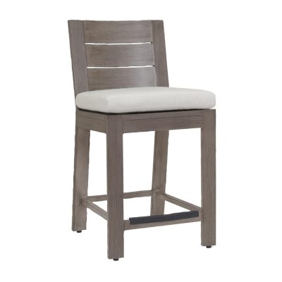 Laguna Aluminum Counter Height Bar Stool W/ Sunbrella Canvas Flax Cushion By Sunset West