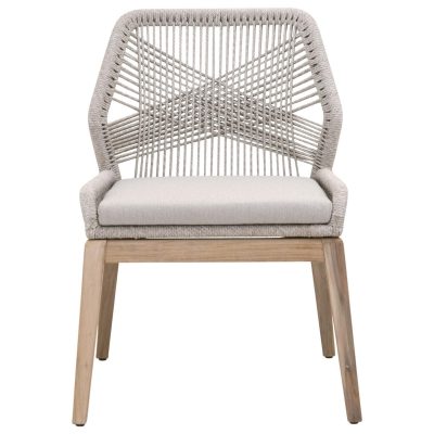 Peninsula Way Woven Rope Dining Side Chair in Taupe & White – Set of 2 – By Lakeview