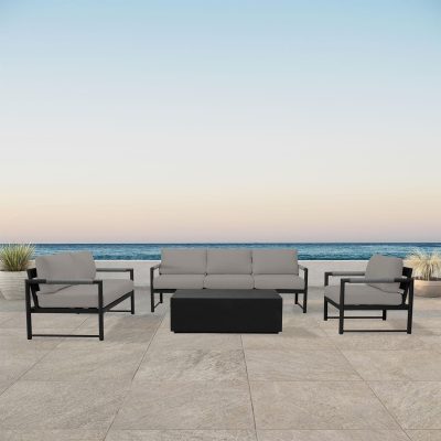 Lakeview Avenue Bay Black/Carbon 4 Pc Sofa Loveseat Set – Canvas Charcoal