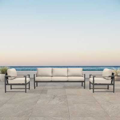 Lakeview Avenue Bay Slate/Pebble Gray 3 Pc Sofa Club Chair Set – Canvas Flax