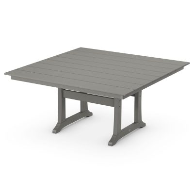 POLYWOOD 59-Inch Farmhouse Trestle Dining Table – Slate Grey