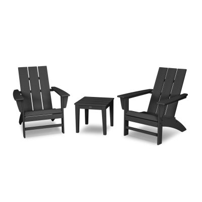 POLYWOOD Modern 3-Piece Adirondack Set – Black