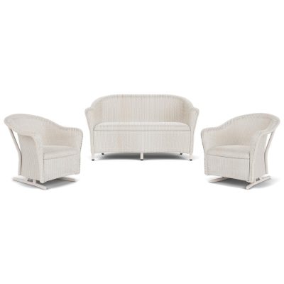 Reflections 3 Pc Wicker Rocking Seating Set in Antique White By Lloyd Flanders