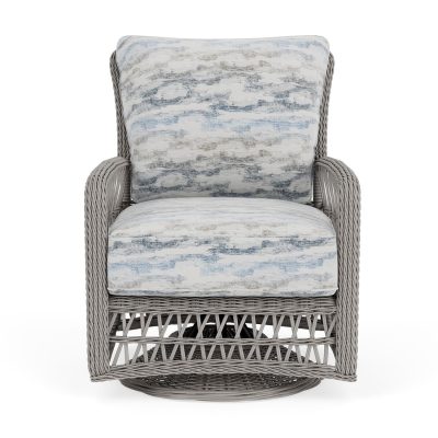 Mackinac Wicker Club Chair w/ Swivel Gliders in Putty/Stratosphere Cloud By Lloyd Flanders