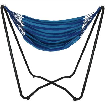 Ultimate Patio Hanging Hammock Chair Swing w/ 2-Point Space-Saving Stand – Beach Oasis