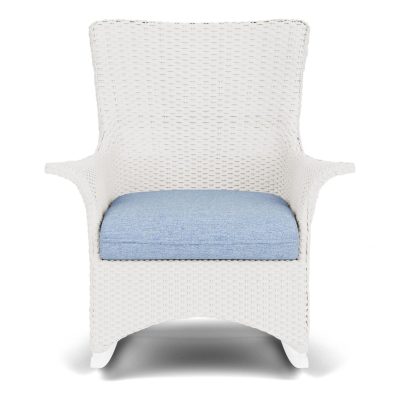 Mandalay Wicker Rocking Chair w/ Cushions in White/Demo Skyway By Lloyd Flanders