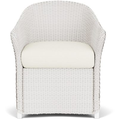 Weekend Retreat Wicker Dining Arm Chair in White/Sailcloth Salt By Lloyd Flanders