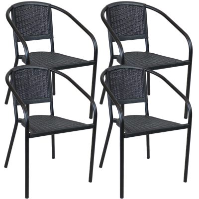 Ultimate Patio Outdoor Arm Chair – Set of 4 – Black