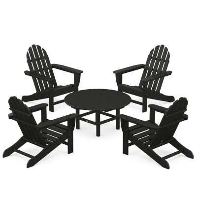 POLYWOOD Classic Adirondack 5-Piece Conversation Set – Black