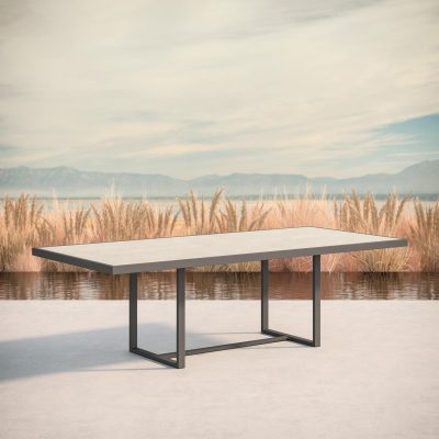 Pavia 96 Inch Charcoal Aluminum Dining Table W/ Albarium Dekton Top By Azzurro Living